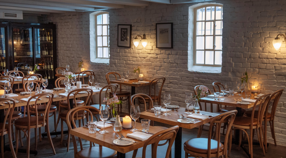 Interior of Brasserie Blanche restaurant, Oslo, Norway.