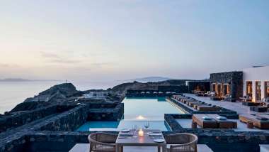 Elements Restaurant at Canaves Oia Hotel, a hotel and restaurant in Santorini, Greece.