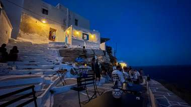Loggia Wine Bar, a wine bar in Sifnos Island, Greece.
