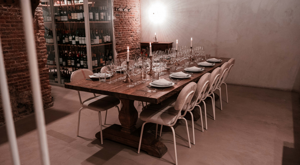 Interior of restaurant Vinology, Madrid, Spain