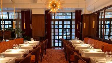 Dining room at Chez Jolie restaurant in Stockholm, Sweden.