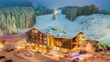 Exterior of Hotel Sonnenhof Tirol, Grän, Austria.
