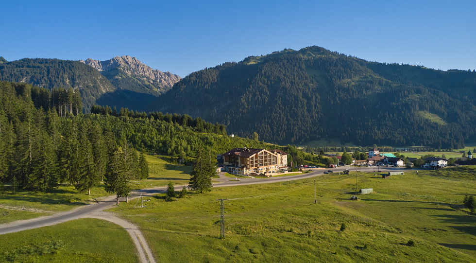 Exterior of Hotel Sonnenhof Tirol, Grän, Austria.