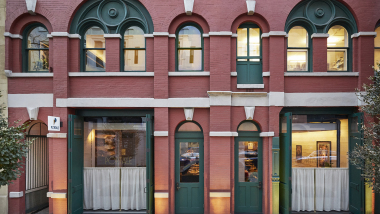 Exterior of Portale Restaurant, New York, USA.