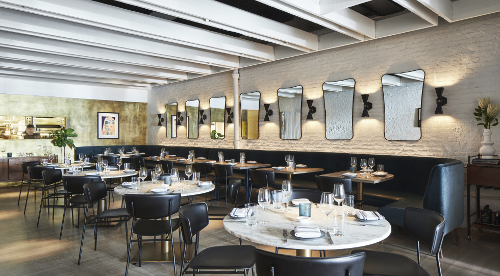 Interior of Portale Restaurant, New York, USA.