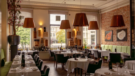 Interior of Vineum wine bar/restaurant, Rotterdam, Netherlands.