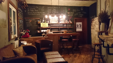 Interior of Momentum bar a vins wine bar, Ybbs an der Donau, Austria.