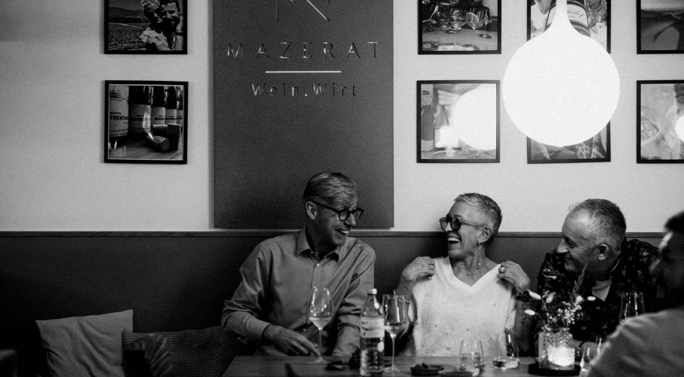 Dining at Mazerat Wein.Wirt, Kufstein, Austria.