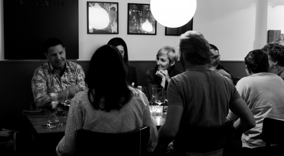 Dining at Mazerat Wein.Wirt, Kufstein, Austria.