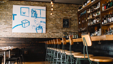 Table, Donkey and Stick, a wine bar and restaurant in Chicago, USA.