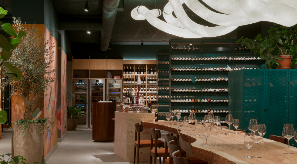 Interior of Barents Wine Collectors, restaurant in Riga, Latvia.