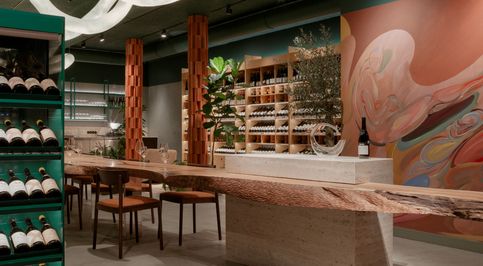 Interior of Barents Wine Collectors, restaurant in Riga, Latvia.