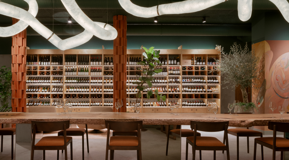 Interior of Barents Wine Collectors, restaurant in Riga, Latvia.