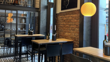 Interior of nineOfive Vienna restaurant, Vienna, Austria.