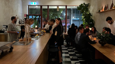 Interior of Nearly a wine bar, a wine bar in Adelaide, South Australia.