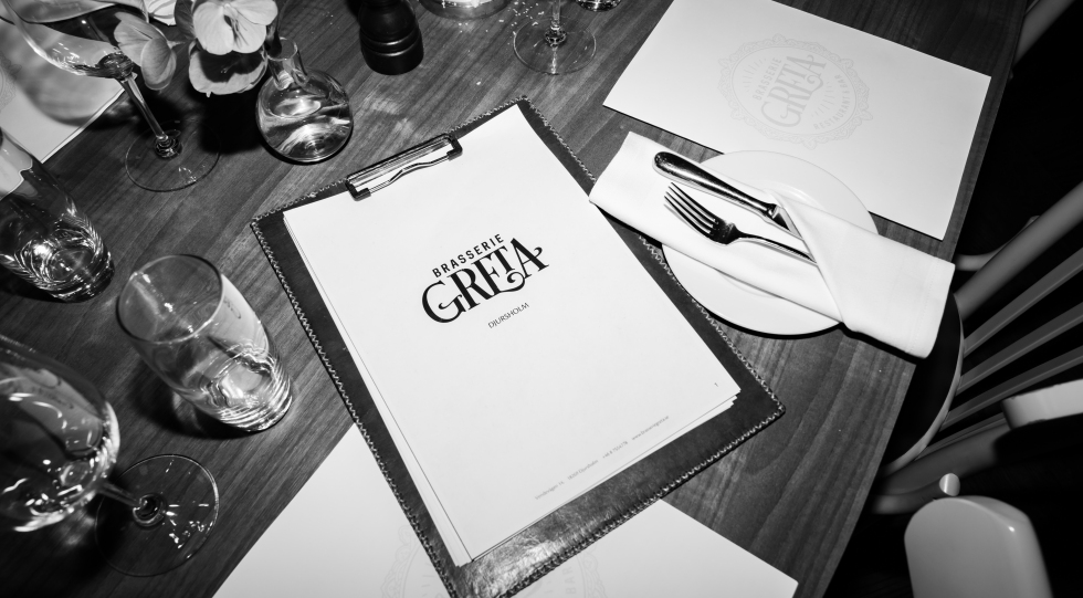 Menu at Brasserie Greta, Stockholm, Sweden.