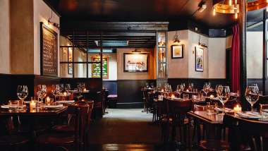 Interior of Noble Rot Lamb's Conduit, London, UK.