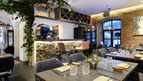 Tables at ANNO restaurant and wine bar in Tallinn, Estonia.