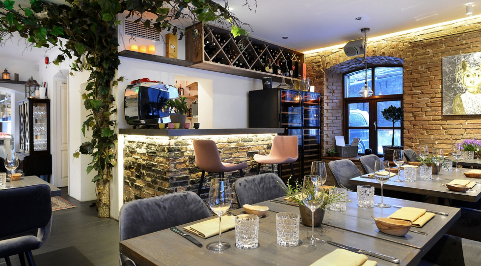 Tables at ANNO restaurant and wine bar in Tallinn, Estonia.