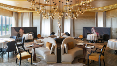 Dining room of Le Royal at the Royal Champagne Hotel and Spa, Champillon, France.
