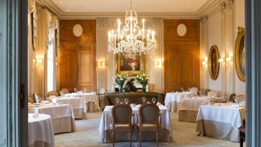 Dining room at Le Parc at Domaine Les Crayères, Reims, Champagne region, France.