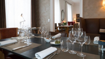 Dining room at Les Avisés, in Avize, Champagne region, France.
