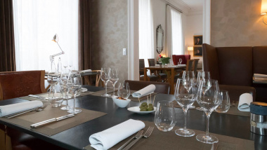 Dining room at Les Avisés, in Avize, Champagne region, France.