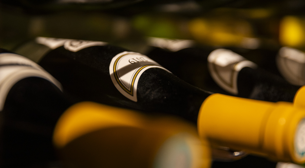 Bottles at Ratatouille Food and Wine, Haarlem, the Netherlands.