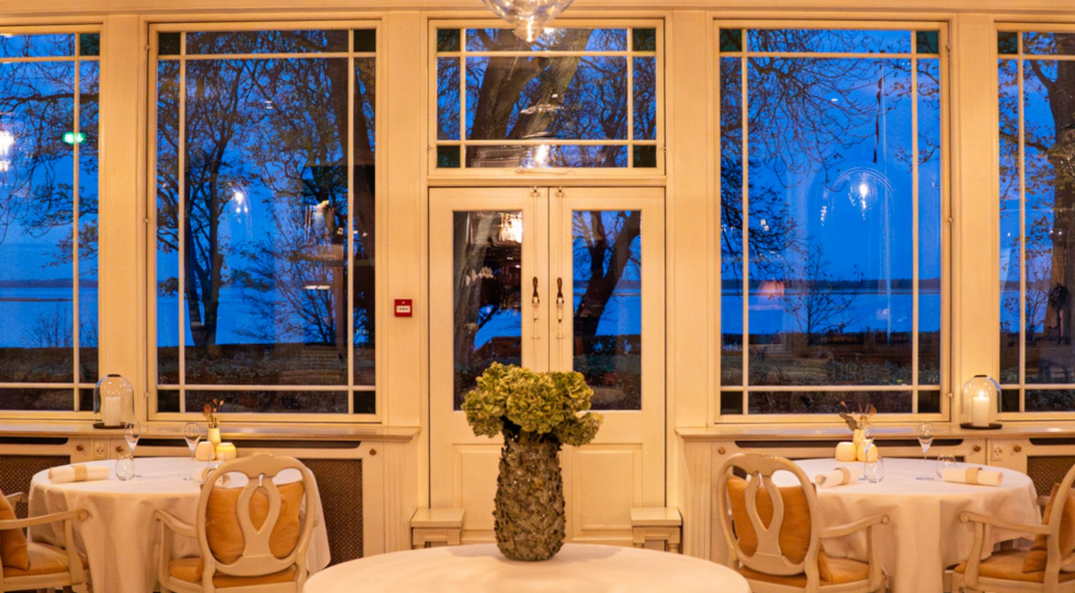 Interior of Hotel Frederiksminde restaurant and hotel, Praesto, Denmark.