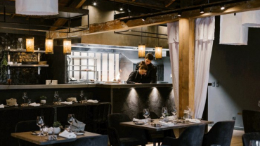 Interior of restaurant Pluriel, Transinne, Belgium.