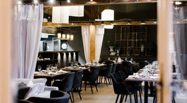 Interior of restaurant Pluriel, Transinne, Belgium.