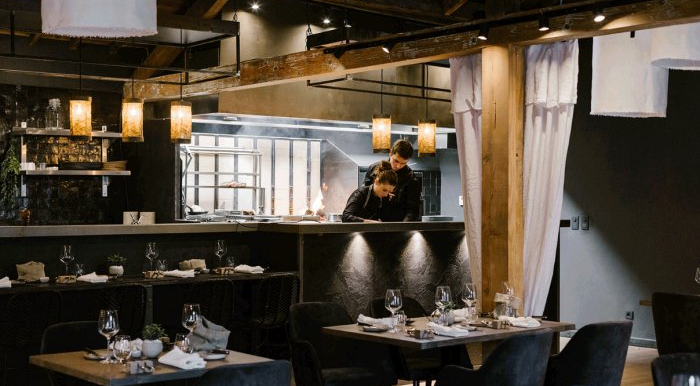 Interior of restaurant Pluriel, Transinne, Belgium.