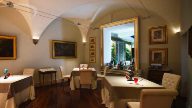 Interior of Michelin star Il Convivio restaurant, Rome Italy.