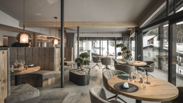 Interior of Hotel Plan de Gralba, Selva di Val Gardena, Italy.