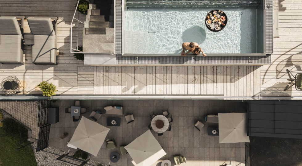 View of pool at Hotel Plan de Gralba, Selva di Val Gardena, Italy.