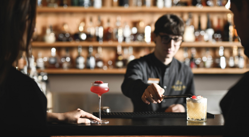 Bar service at Hotel Plan de Gralba, Selva di Val Gardena, Italy.