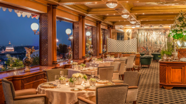 La Pergola restaurant, Rome, Italy.