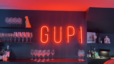 Bar at Café Gupi restaurant, Weil am Rhein, Germany.