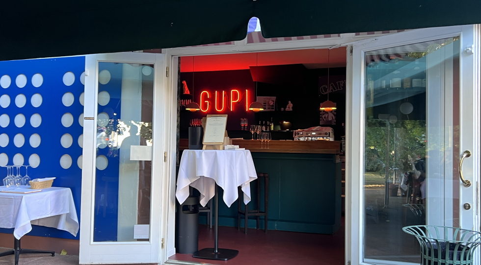 Entrance at Café Gupi restaurant, Weil am Rhein, Germany.