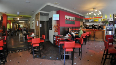 Interior of Dvorni Bar, Ljubljana, Slovenia.