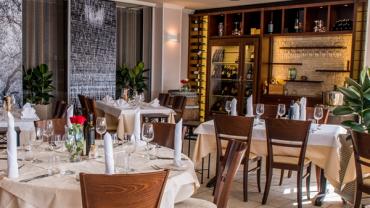 The dining room at Hotel Marina in Izola, Slovenia.