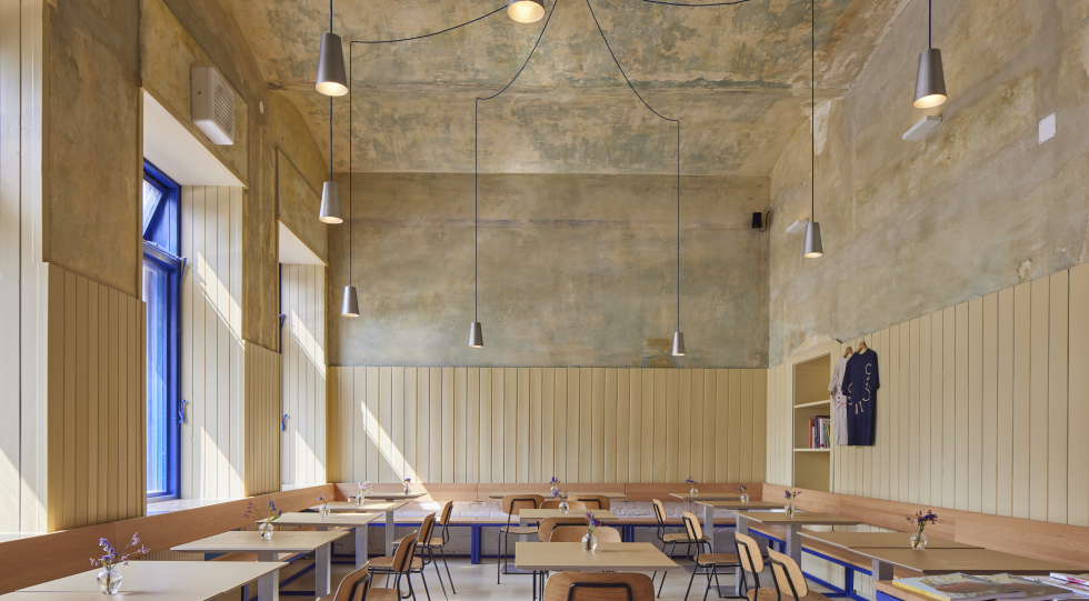 Interior of Café Azzurro, Vienna, Austria.