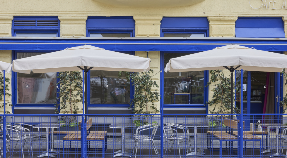 Exterior of Café Azzurro, Vienna, Austria.