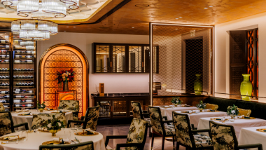 The dining room of Shang Shi Cantonese restaurant in Tallinn, Estonia.