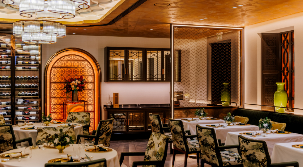 The dining room of Shang Shi Cantonese restaurant in Tallinn, Estonia.