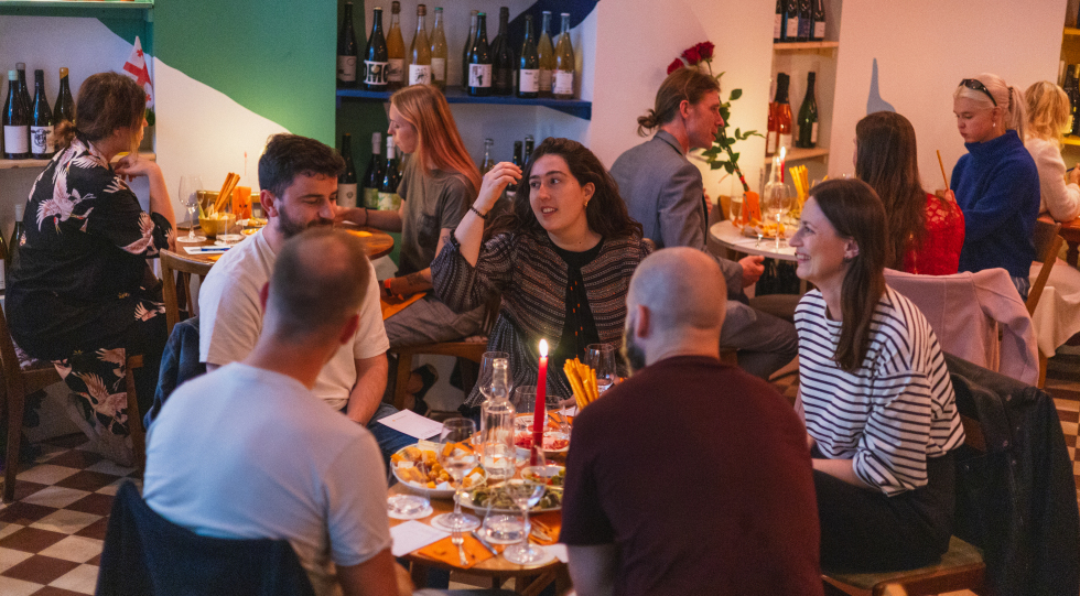 Interior of Veino wine bar, Tallin, Estonia