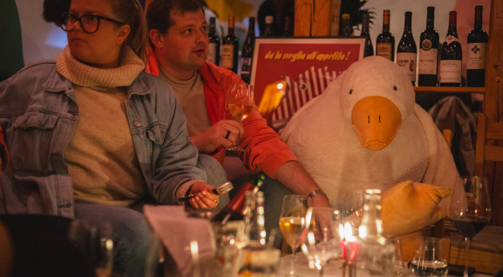 Guests at Veino wine bar, Tallin, Estonia.