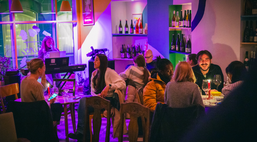 Interior of Veino wine bar, Tallin, Estonia.