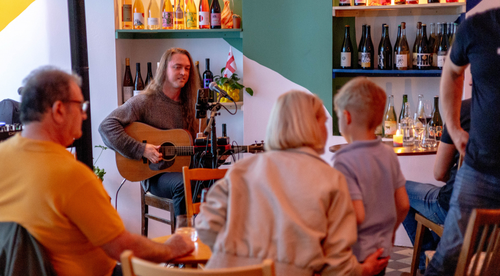 Guests at Veino wine bar, Tallin, Estonia.