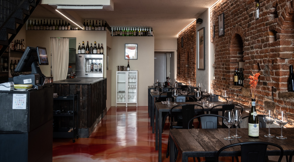 Interior of restaurant Tomkat, Lucca, Italy.